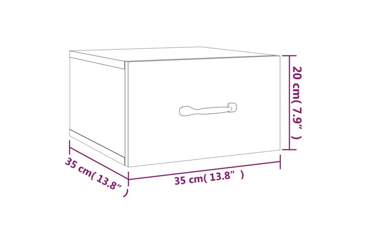 beBasic Seinäkiinnitettävä yöpöytä korkeakiilto valkoinen 35x35x20 cm - Valkoinen - Yöpöytä