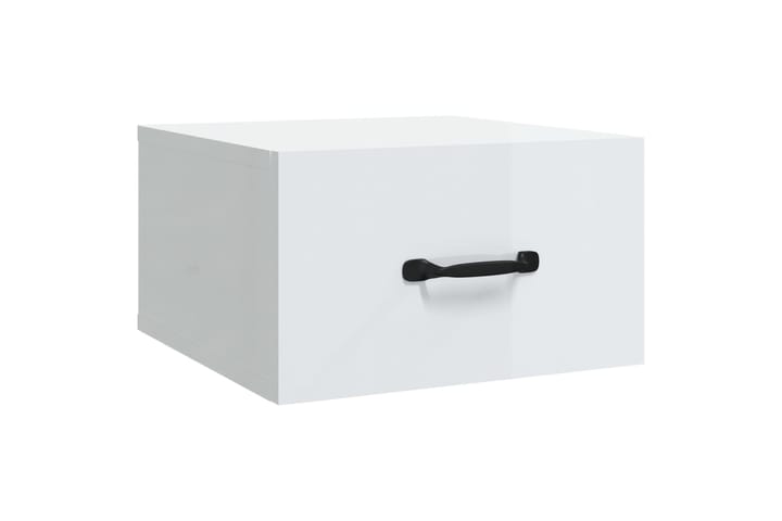 beBasic Seinäkiinnitettävä yöpöytä korkeakiilto valkoinen 35x35x20 cm - Valkoinen - Yöpöytä
