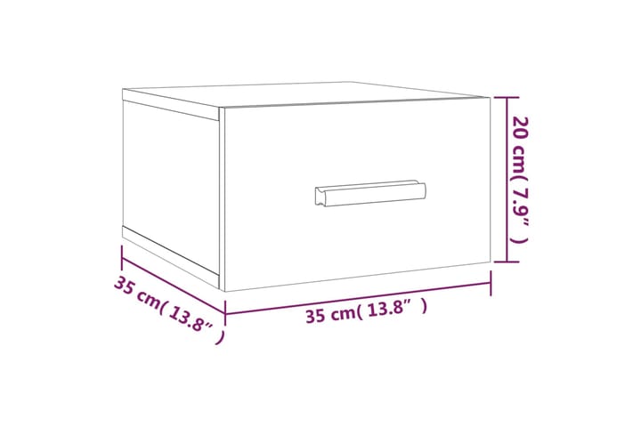 beBasic Seinäkiinnitettävä yöpöytä musta 35x35x20 cm - Musta - Yöpöytä