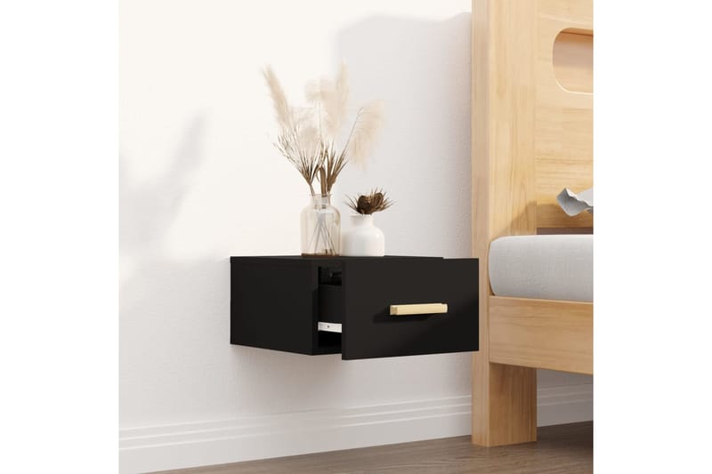 beBasic Seinäkiinnitettävä yöpöytä musta 35x35x20 cm - Musta - Huonekalut - Pöytä & ruokailuryhmä - Apupöytä & sivupöytä - Yöpöytä