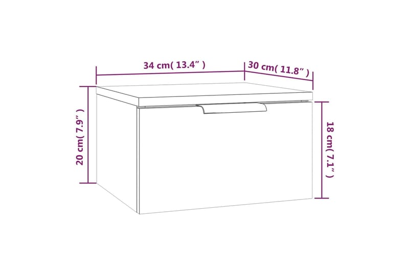 beBasic Seinäkiinnitettävä yöpöytä ruskea tammi 34x30x20 cm - Ruskea - Huonekalut - Pöytä & ruokailuryhmä - Apupöytä & sivupöytä - Yöpöytä