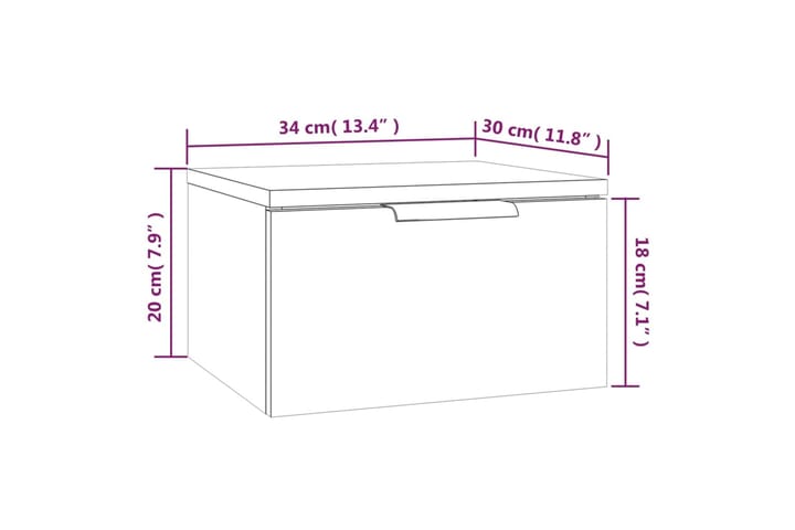 beBasic Seinäkiinnitettävä yöpöytä ruskea tammi 34x30x20 cm - Ruskea - Yöpöytä