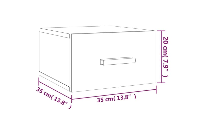 beBasic Seinäkiinnitettävä yöpöytä ruskea tammi 35x35x20 cm - Ruskea - Yöpöytä