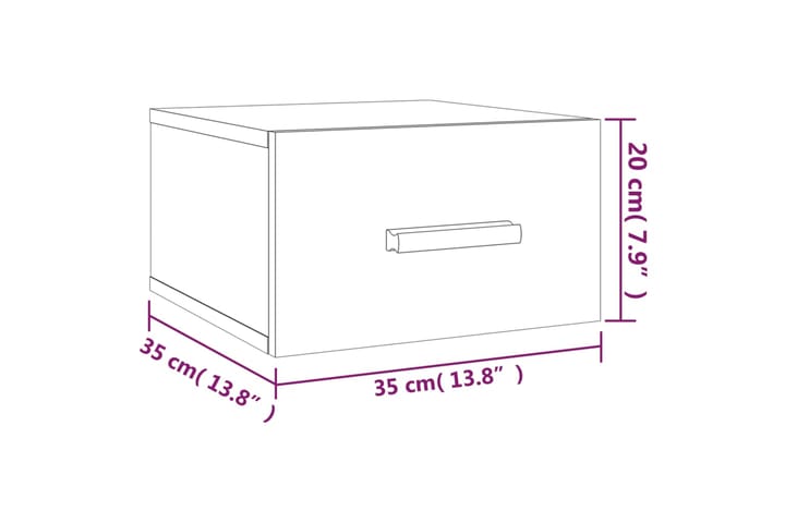 beBasic Seinäkiinnitettävä yöpöytä ruskea tammi 35x35x20 cm - Ruskea - Yöpöytä