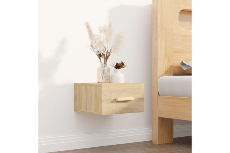 beBasic Seinäkiinnitettävä yöpöytä Sonoma-tammi 35x35x20 cm - Ruskea - Huonekalut - Pöytä & ruokailuryhmä - Apupöytä & sivupöytä - Yöpöytä
