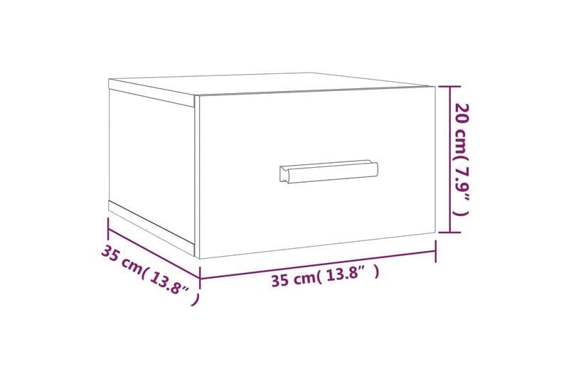 beBasic Seinäkiinnitettävä yöpöytä Sonoma-tammi 35x35x20 cm - Ruskea - Yöpöytä