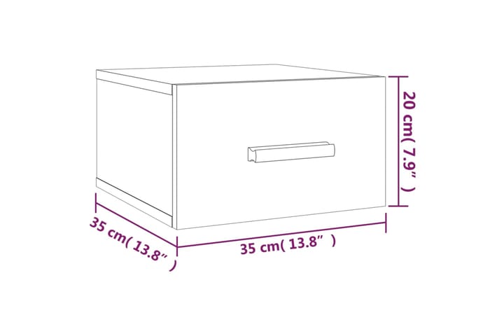 beBasic Seinäkiinnitettävä yöpöytä Sonoma-tammi 35x35x20 cm - Ruskea - Yöpöytä