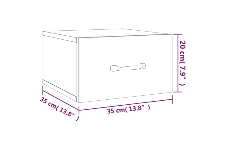 beBasic Seinäkiinnitettävä yöpöytä Sonoma-tammi 35x35x20 cm - Ruskea - Yöpöytä