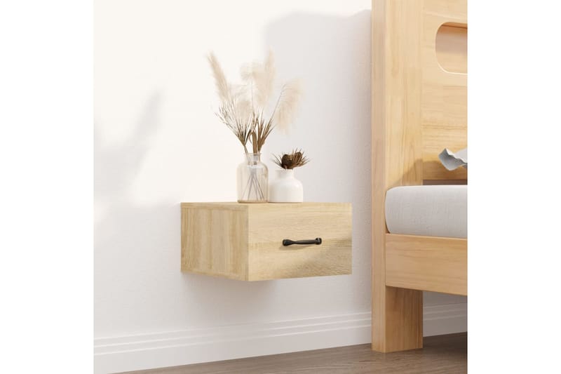 beBasic Seinäkiinnitettävä yöpöytä Sonoma-tammi 35x35x20 cm - Ruskea - Huonekalut - Pöytä & ruokailuryhmä - Apupöytä & sivupöytä - Yöpöytä