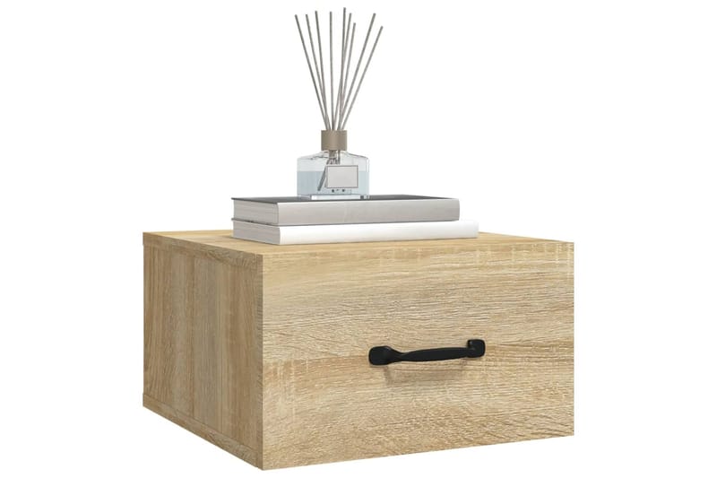 beBasic Seinäkiinnitettävä yöpöytä Sonoma-tammi 35x35x20 cm - Ruskea - Huonekalut - Pöytä & ruokailuryhmä - Apupöytä & sivupöytä - Yöpöytä