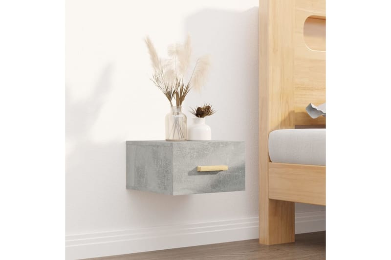 beBasic Seinäkiinnitettävät yöpöydät 2 kpl betoninharmaa 35x35x20 cm - Harmaa - Huonekalut - Pöytä & ruokailuryhmä - Apupöytä & sivupöytä - Yöpöytä