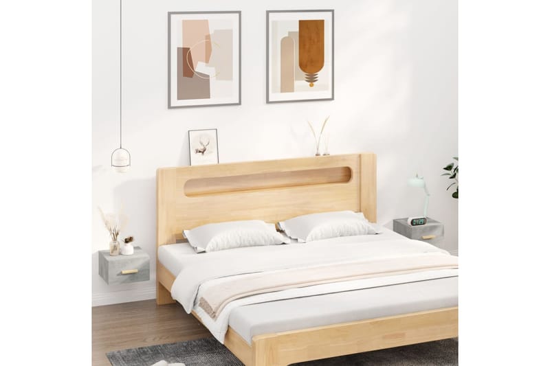 beBasic Seinäkiinnitettävät yöpöydät 2 kpl betoninharmaa 35x35x20 cm - Harmaa - Huonekalut - Pöytä & ruokailuryhmä - Apupöytä & sivupöytä - Yöpöytä