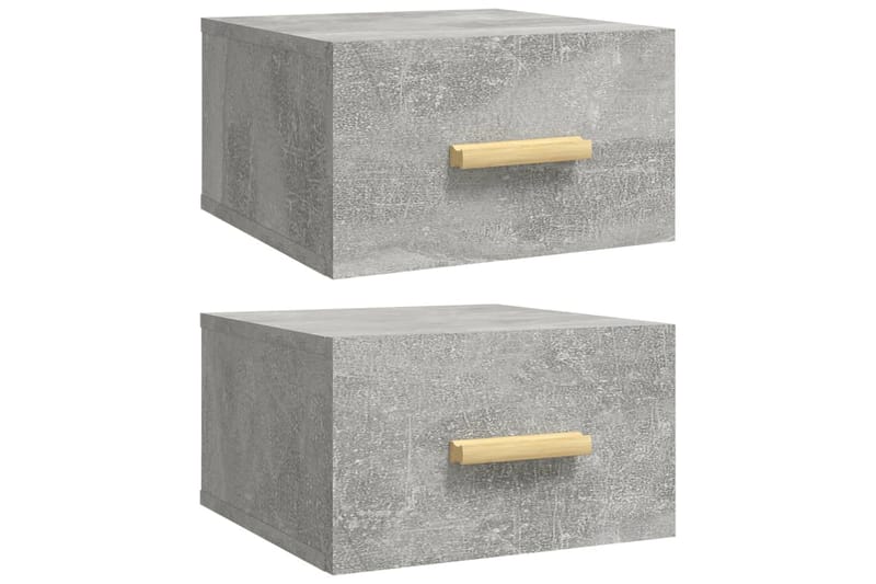 beBasic Seinäkiinnitettävät yöpöydät 2 kpl betoninharmaa 35x35x20 cm - Harmaa - Huonekalut - Pöytä & ruokailuryhmä - Apupöytä & sivupöytä - Yöpöytä