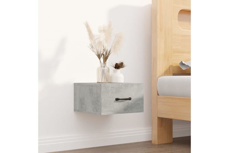 beBasic Seinäkiinnitettävät yöpöydät 2 kpl betoninharmaa 35x35x20 cm - Harmaa - Huonekalut - Pöytä & ruokailuryhmä - Apupöytä & sivupöytä - Yöpöytä