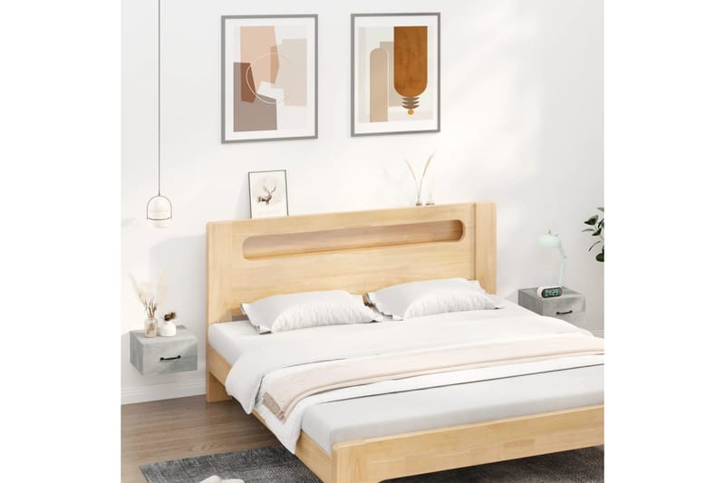 beBasic Seinäkiinnitettävät yöpöydät 2 kpl betoninharmaa 35x35x20 cm - Harmaa - Huonekalut - Pöytä & ruokailuryhmä - Apupöytä & sivupöytä - Yöpöytä