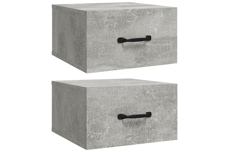 beBasic Seinäkiinnitettävät yöpöydät 2 kpl betoninharmaa 35x35x20 cm - Harmaa - Huonekalut - Pöytä & ruokailuryhmä - Apupöytä & sivupöytä - Yöpöytä