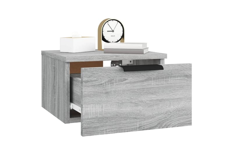 beBasic Seinäkiinnitettävät yöpöydät 2 kpl harmaa Sonoma 34x30x20 cm - Harmaa - Huonekalut - Pöytä & ruokailuryhmä - Apupöytä & sivupöytä - Yöpöytä