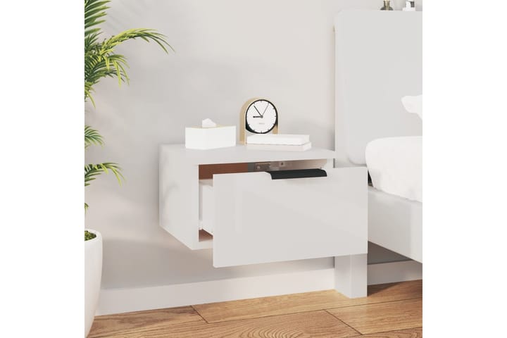 beBasic Seinäkiinnitettävät yöpöydät 2 kpl korkeak. valk. 34x30x20 cm - Valkoinen - Yöpöytä