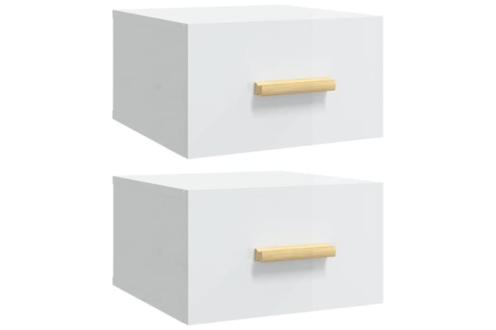 beBasic Seinäkiinnitettävät yöpöydät 2 kpl korkeak. valk. 35x35x20 cm - Valkoinen - Yöpöytä