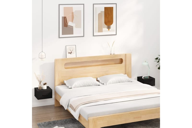 beBasic Seinäkiinnitettävät yöpöydät 2 kpl musta 35x35x20 cm - Musta - Huonekalut - Pöytä & ruokailuryhmä - Apupöytä & sivupöytä - Yöpöytä