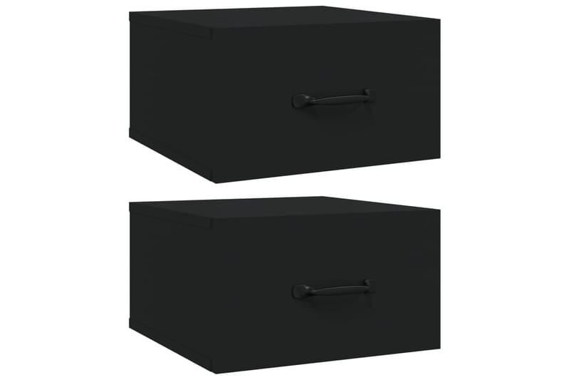 beBasic Seinäkiinnitettävät yöpöydät 2 kpl musta 35x35x20 cm - Musta - Huonekalut - Pöytä & ruokailuryhmä - Apupöytä & sivupöytä - Yöpöytä