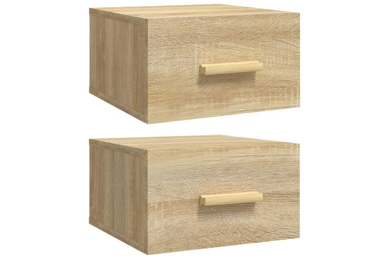 beBasic Seinäkiinnitettävät yöpöydät 2 kpl Sonoma-tammi 35x35x20 cm - Ruskea - Huonekalut - Pöytä & ruokailuryhmä - Apupöytä & sivupöytä - Yöpöytä