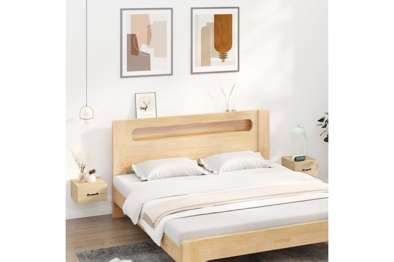 beBasic Seinäkiinnitettävät yöpöydät 2 kpl Sonoma-tammi 35x35x20 cm - Ruskea - Huonekalut - Pöytä & ruokailuryhmä - Apupöytä & sivupöytä - Yöpöytä