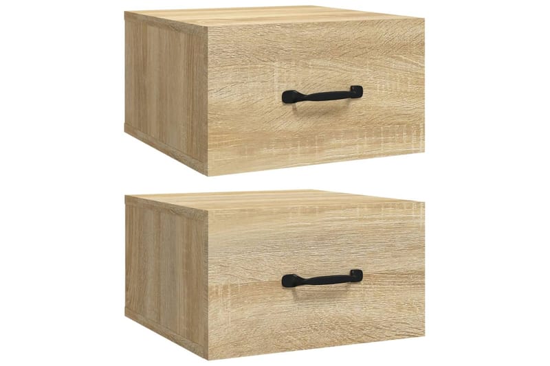 beBasic Seinäkiinnitettävät yöpöydät 2 kpl Sonoma-tammi 35x35x20 cm - Ruskea - Huonekalut - Pöytä & ruokailuryhmä - Apupöytä & sivupöytä - Yöpöytä