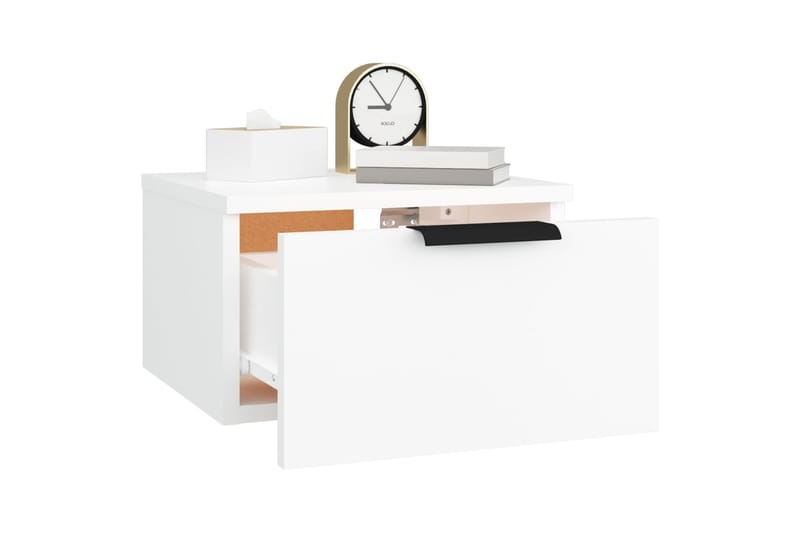 beBasic Seinäkiinnitettävät yöpöydät 2 kpl valkoinen 34x30x20 cm - Valkoinen - Huonekalut - Pöytä & ruokailuryhmä - Apupöytä & sivupöytä - Yöpöytä
