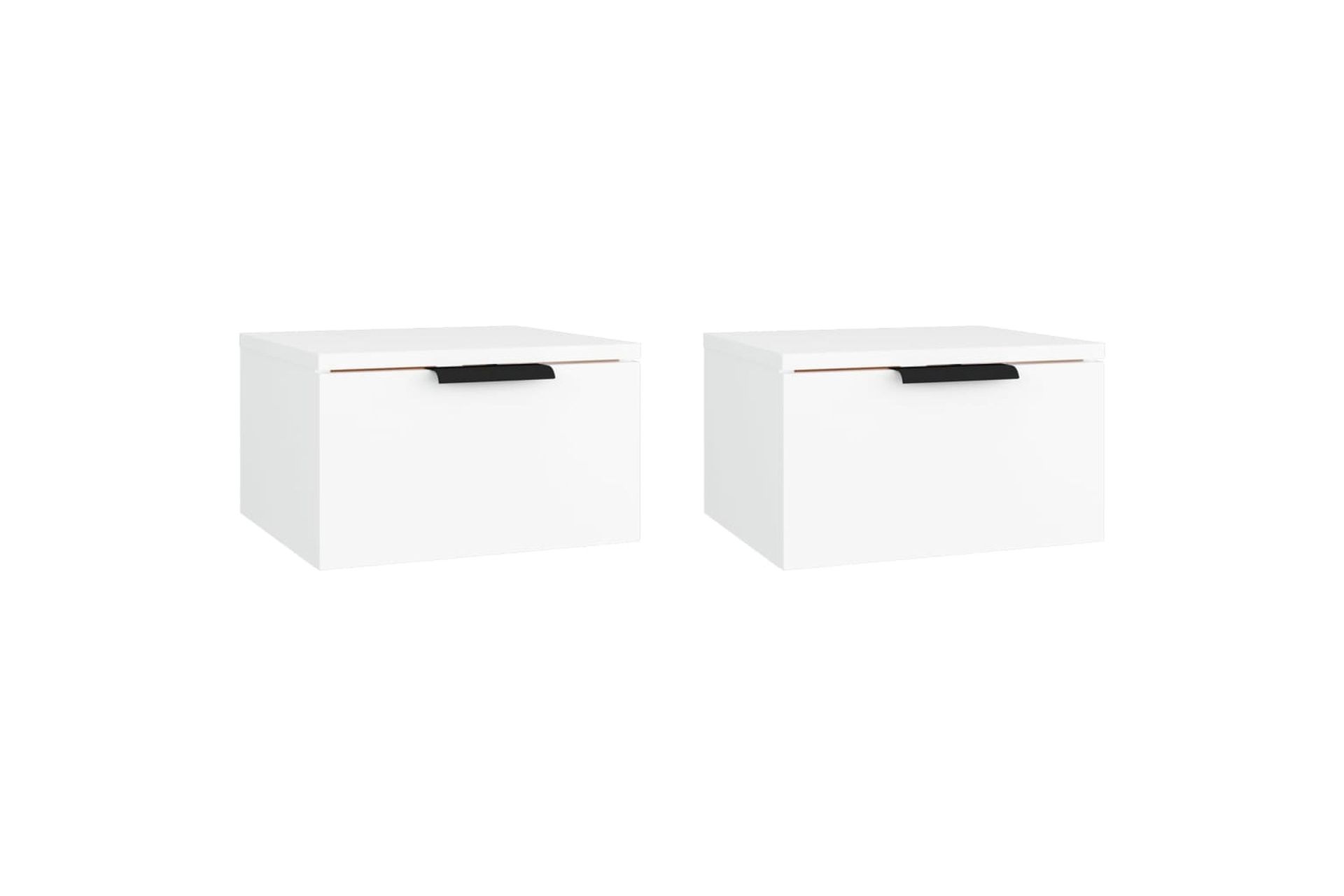 beBasic Seinäkiinnitettävät yöpöydät 2 kpl valkoinen 34x30x20 cm - Valkoinen - Huonekalut - Pöytä & ruokailuryhmä - Apupöytä & sivupöytä - Yöpöytä