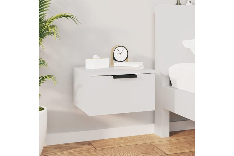 beBasic Seinäkiinnitettävät yöpöydät 2 kpl valkoinen 34x30x20 cm - Valkoinen - Huonekalut - Pöytä & ruokailuryhmä - Apupöytä & sivupöytä - Yöpöytä