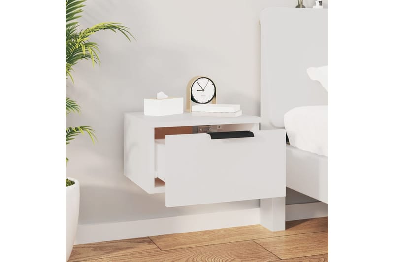 beBasic Seinäkiinnitettävät yöpöydät 2 kpl valkoinen 34x30x20 cm - Valkoinen - Huonekalut - Pöytä & ruokailuryhmä - Apupöytä & sivupöytä - Yöpöytä