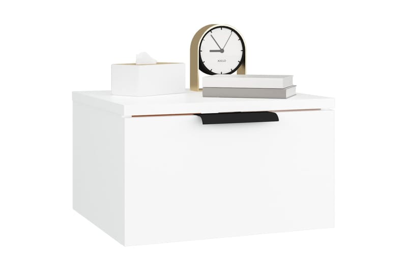 beBasic Seinäkiinnitettävät yöpöydät 2 kpl valkoinen 34x30x20 cm - Valkoinen - Huonekalut - Pöytä & ruokailuryhmä - Apupöytä & sivupöytä - Yöpöytä