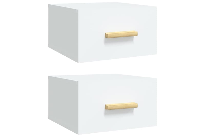 beBasic Seinäkiinnitettävät yöpöydät 2 kpl valkoinen 35x35x20 cm - Valkoinen - Huonekalut - Pöytä & ruokailuryhmä - Apupöytä & sivupöytä - Yöpöytä