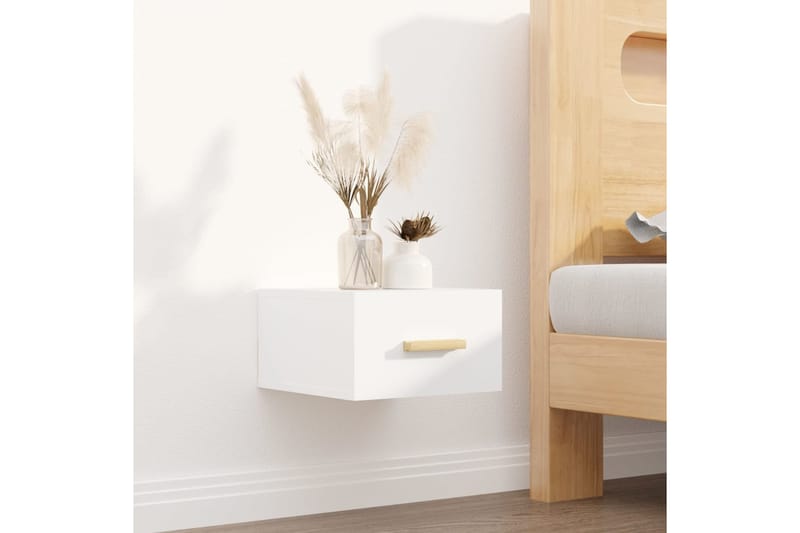 beBasic Seinäkiinnitettävät yöpöydät 2 kpl valkoinen 35x35x20 cm - Valkoinen - Huonekalut - Pöytä & ruokailuryhmä - Apupöytä & sivupöytä - Yöpöytä