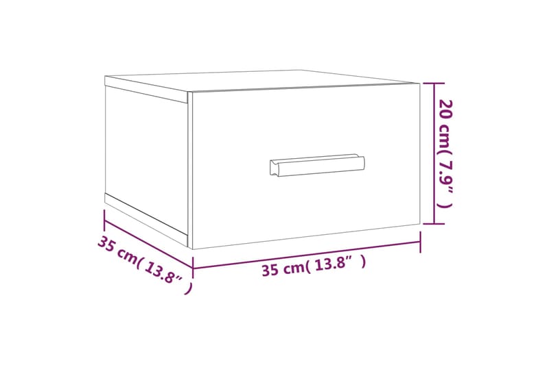 beBasic Seinäkiinnitettävät yöpöydät 2 kpl valkoinen 35x35x20 cm - Valkoinen - Huonekalut - Pöytä & ruokailuryhmä - Apupöytä & sivupöytä - Yöpöytä