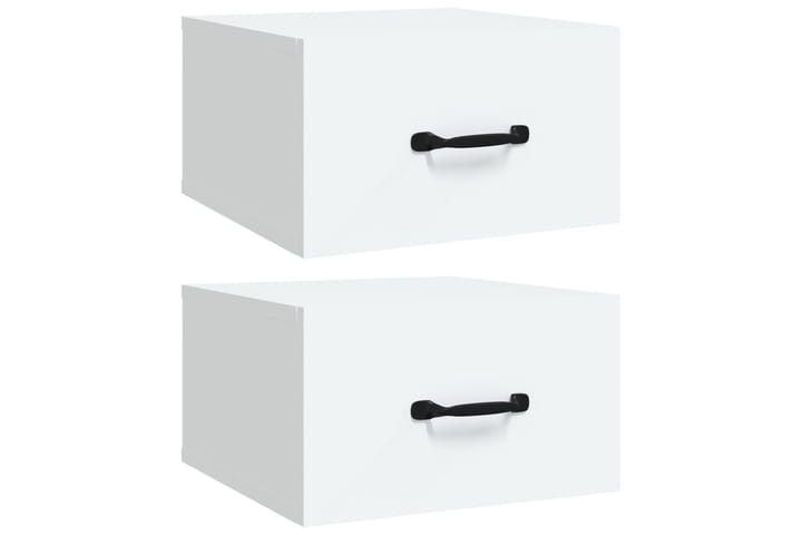 beBasic Seinäkiinnitettävät yöpöydät 2 kpl valkoinen 35x35x20 cm - Valkoinen - Yöpöytä