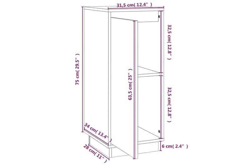 beBasic Senkit 2 kpl musta 31,5x34x75 cm täysi mänty - Musta - Lamppupöytä - Tarjotinpöytä & pikkupöytä