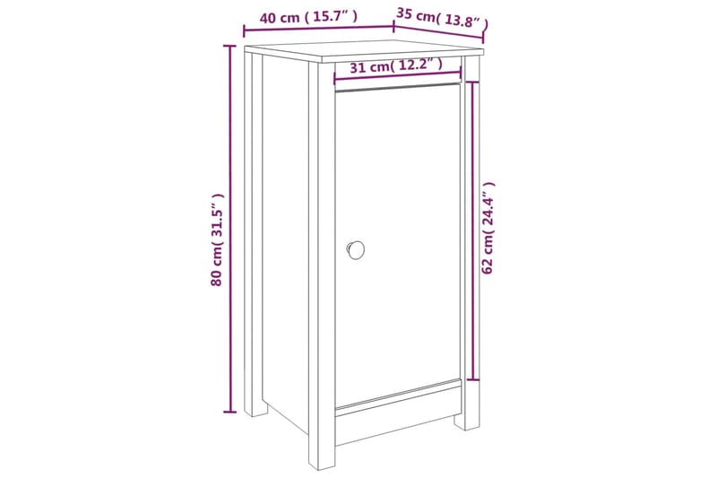 beBasic Senkki 40x35x80 cm täysi mänty - Ruskea - Lamppupöytä - Tarjotinpöytä & pikkupöytä