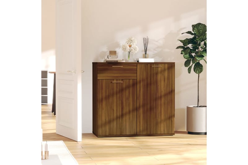beBasic Senkki ruskea tammi 80x36x75 cm tekninen puu - Ruskea - Huonekalut - Pöytä & ruokailuryhmä - Apupöytä & sivupöytä - Lamppupöytä