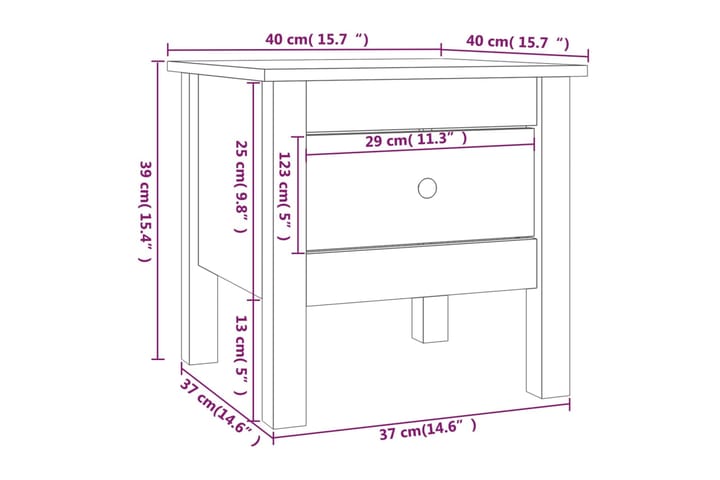 beBasic Sivupöytä valkoinen 40x40x39 cm täysi mänty - Valkoinen - Lamppupöytä - Tarjotinpöytä & pikkupöytä