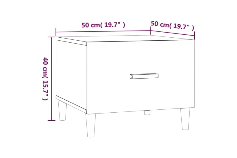 beBasic Sohvapöydät 2 kpl korkeakiilto valk. 50x50x40 cm tekninen puu - Valkoinen - Huonekalut - Pöytä & ruokailuryhmä - Apupöytä & sivupöytä - Lamppupöytä