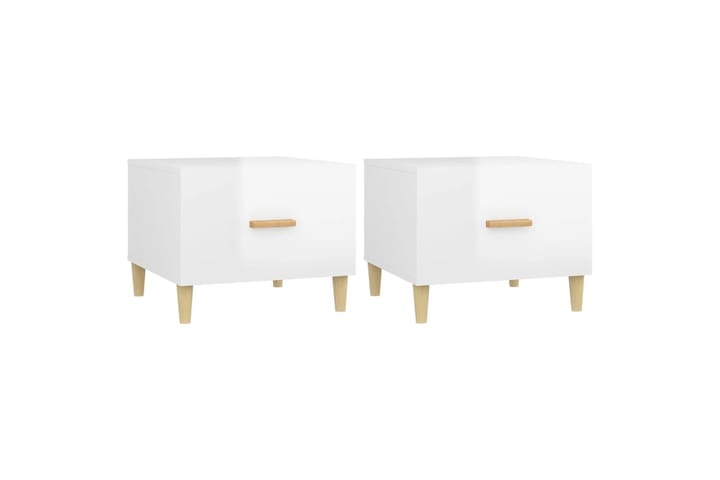 beBasic Sohvapöydät 2 kpl korkeakiilto valk. 50x50x40 cm tekninen puu - Valkoinen - Lamppupöytä - Tarjotinpöytä & pikkupöytä