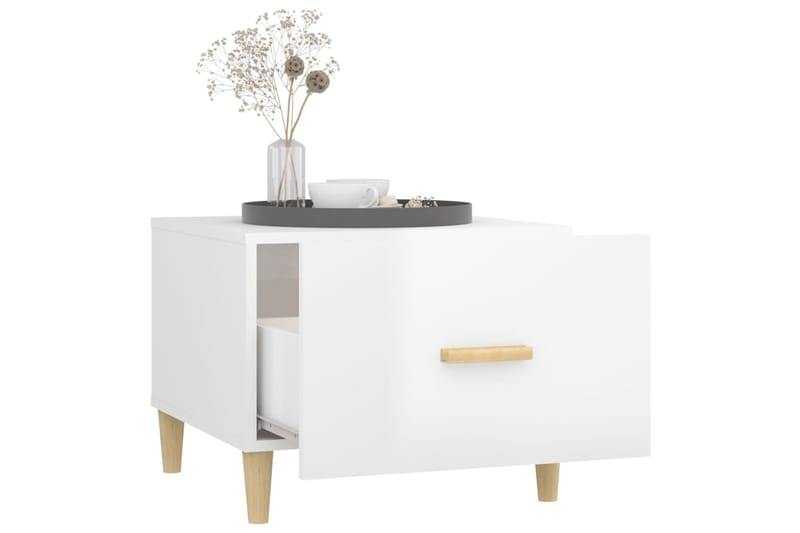 beBasic Sohvapöydät 2 kpl korkeakiilto valk. 50x50x40 cm tekninen puu - Valkoinen - Huonekalut - Pöytä & ruokailuryhmä - Apupöytä & sivupöytä - Lamppupöytä