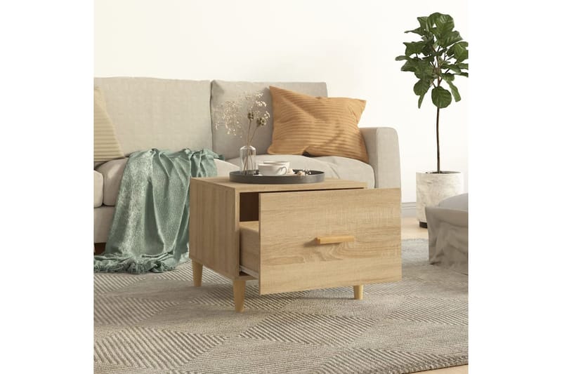 beBasic Sohvapöydät 2 kpl Sonoma-tammi 50x50x40 cm tekninen puu - Ruskea - Huonekalut - Pöytä & ruokailuryhmä - Apupöytä & sivupöytä - Lamppupöytä