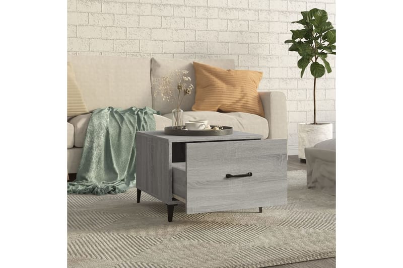 beBasic Sohvapöydät metallijaloilla 2 kpl harmaa Sonoma 50x50x40 cm - Harmaa - Huonekalut - Pöytä & ruokailuryhmä - Apupöytä & sivupöytä - Lamppupöytä