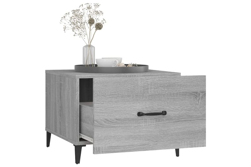 beBasic Sohvapöydät metallijaloilla 2 kpl harmaa Sonoma 50x50x40 cm - Harmaa - Huonekalut - Pöytä & ruokailuryhmä - Apupöytä & sivupöytä - Lamppupöytä