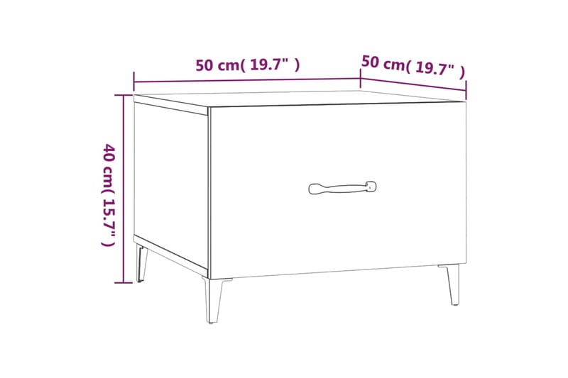 beBasic Sohvapöydät metallijaloilla 2 kpl ruskea tammi 50x50x40 cm - Ruskea - Huonekalut - Pöytä & ruokailuryhmä - Apupöytä & sivupöytä - Lamppupöytä