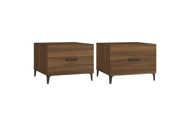 beBasic Sohvapöydät metallijaloilla 2 kpl ruskea tammi 50x50x40 cm - Ruskea - Huonekalut - Pöytä & ruokailuryhmä - Apupöytä & sivupöytä - Lamppupöytä