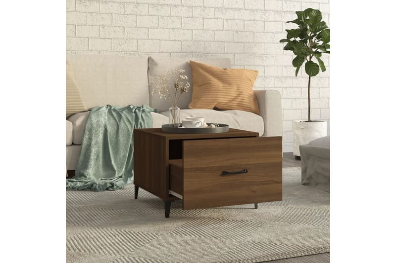 beBasic Sohvapöydät metallijaloilla 2 kpl ruskea tammi 50x50x40 cm - Ruskea - Huonekalut - Pöytä & ruokailuryhmä - Apupöytä & sivupöytä - Lamppupöytä